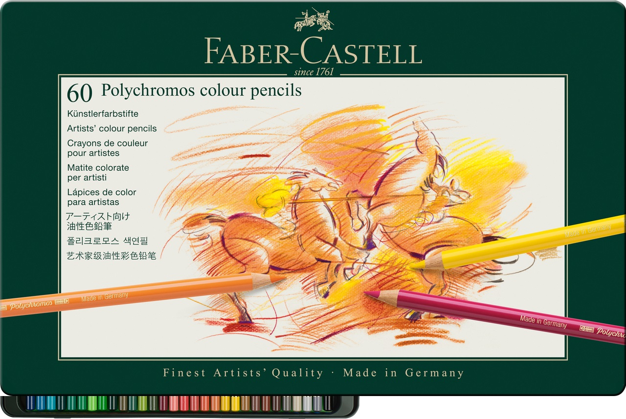 Creioane Colorate Polychromos 60 Culori Cutie Metal, Faber-Castell