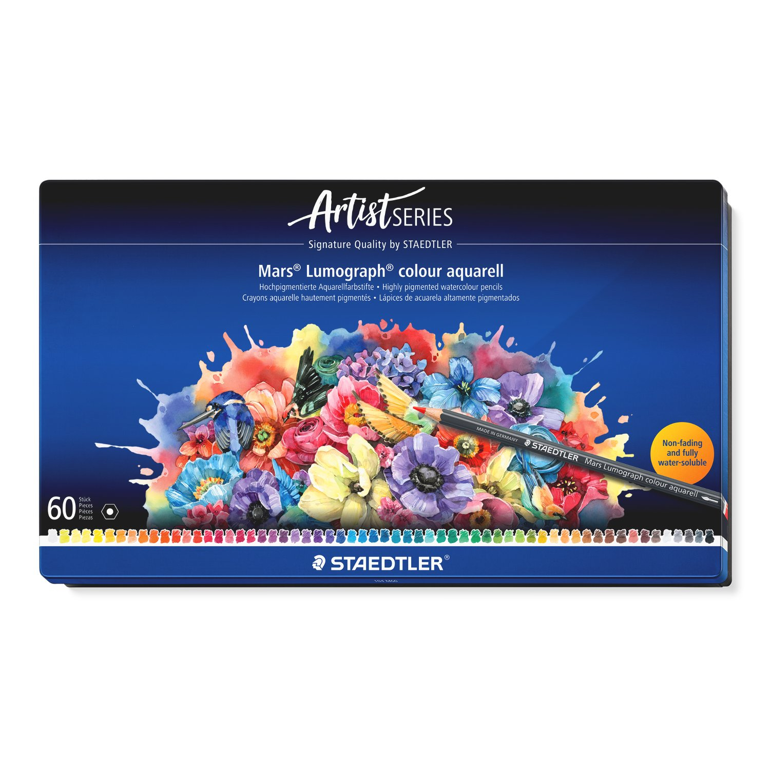 Set 60 Creioane Colorate Acuarelabile Mars Lumograph Colour Aquarell 104, Staedtler