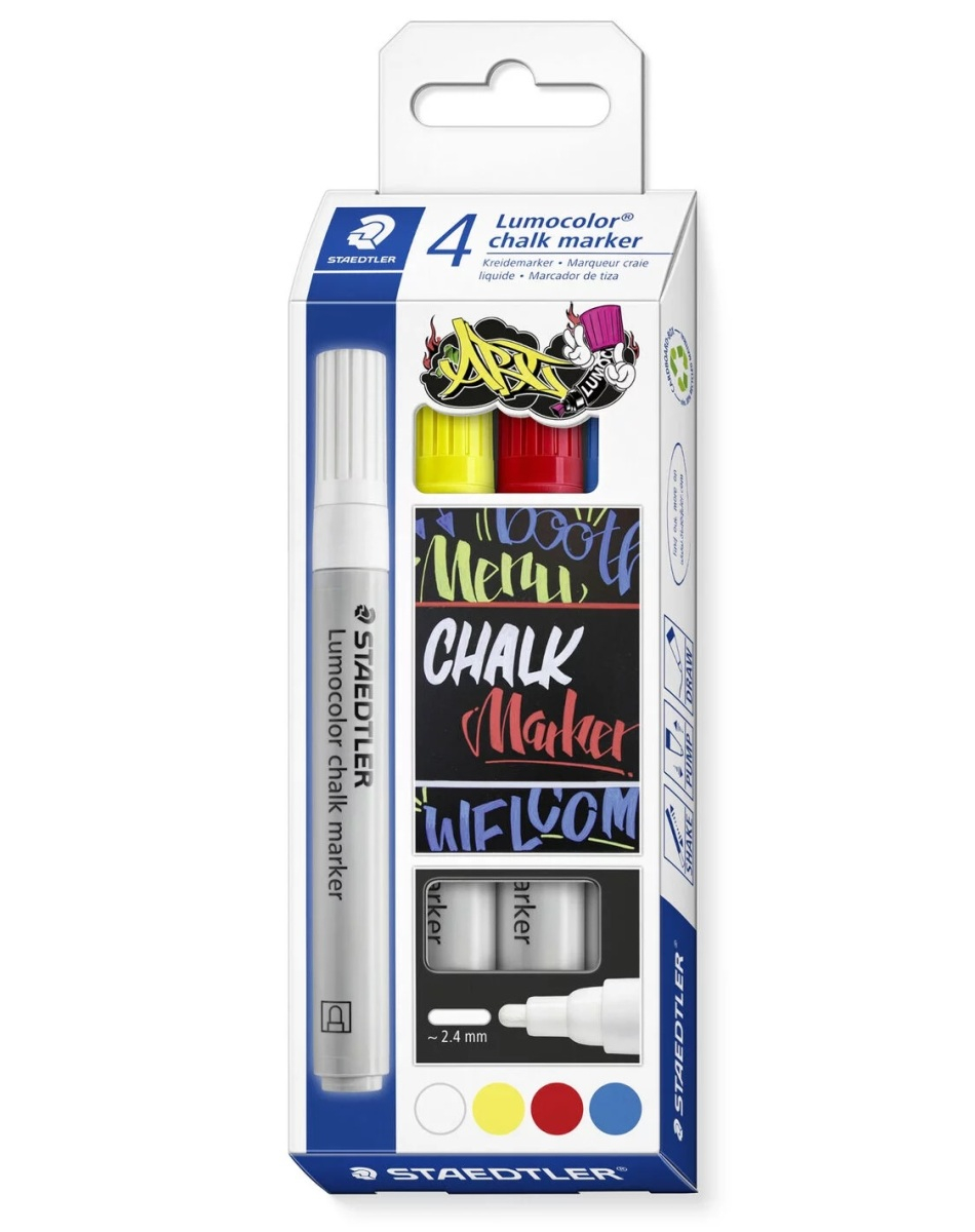 Set Marker Lumocolor Creta Lichida 4 culori, Staedtler