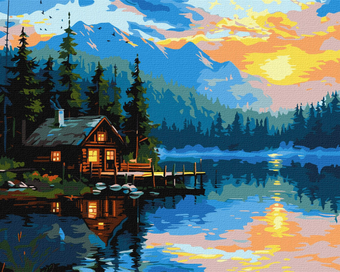 pictura pe numere cabana la lac artanias [1]