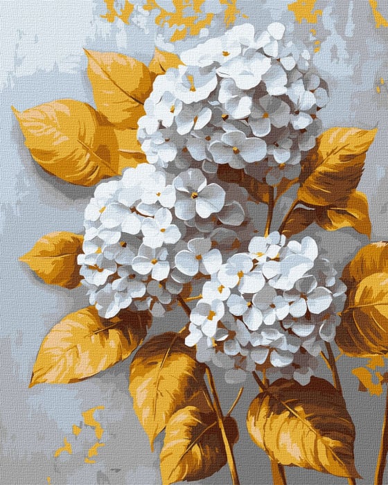 Pictură pe numere Hortensie aurită – culori metalice artanias.com [1]