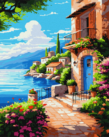 Peisaje - Orasel linistit, 40x50cm, Set creativ pictura pe numere