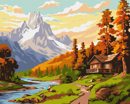 Peisaje - Pictură pe numere – Căsuța la munte – toamna artanis.com