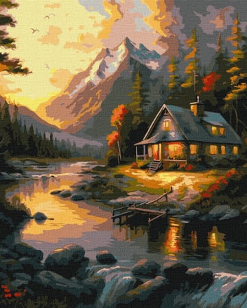 Peisaje - Pictură pe numere – Căsuța la apus artanis.com