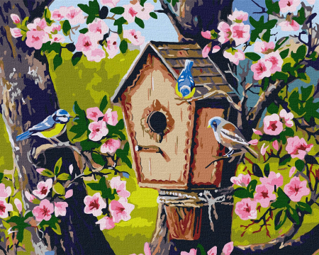 Peisaje - Pictura pe numere - Căsuța de păsărele, 40x50cm