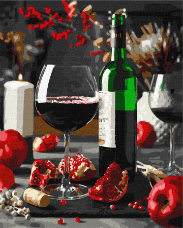 Home - Deliciul rodiei – pictură pe numere cu vin roșu și rodii - artanias.com