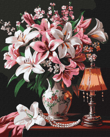 Flori - Pictura pe numere - Crini imperiali, 40x50cm