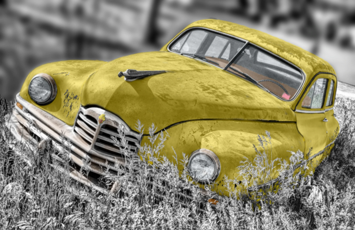 Tablou Canvas - Old car Yellow [1]
