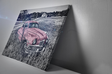 Tablou Canvas - Old car Pink [2]