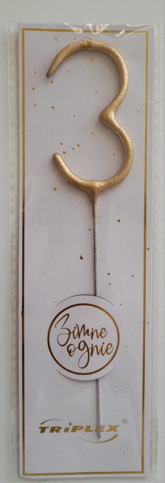 Artificie de mana cifra 3 cu scantei auriu 6 cm [3]