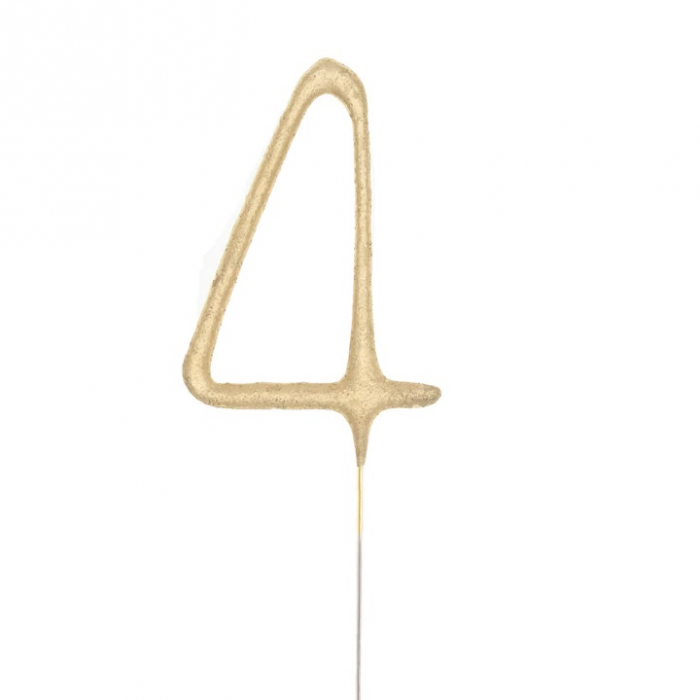 Artificie de mana cifra 4 cu scantei auriu 6 cm
