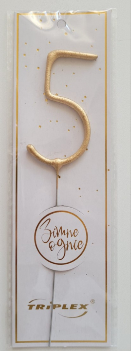 Artificie de mana cifra 5 cu scantei auriu 6 cm [3]