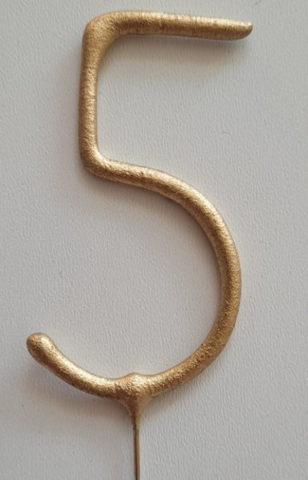 Artificie de mana cifra 5 cu scantei auriu 6 cm [2]