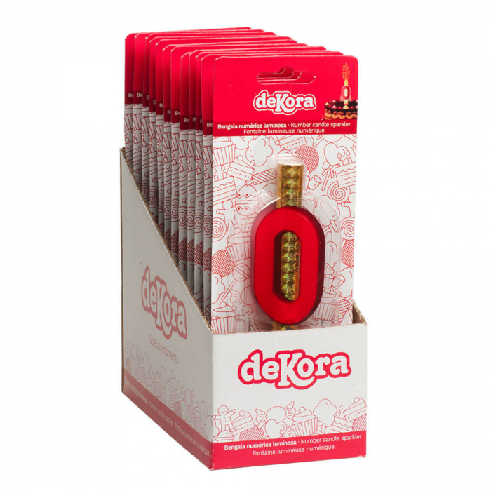 Artificie de tort cu cifra 0 rosu 12 cm [3]