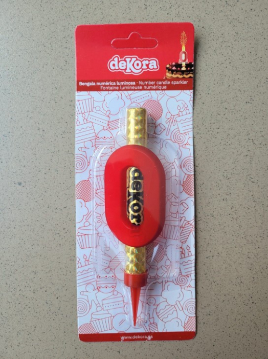 Artificie de tort cu cifra 0 rosu 12 cm [4]