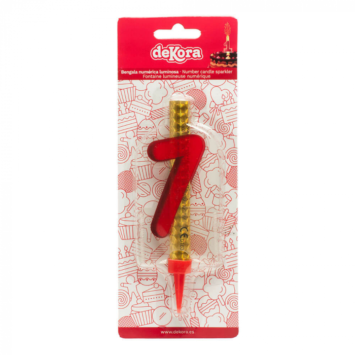Artificie de tort cu cifra 7 rosu 12 cm [2]
