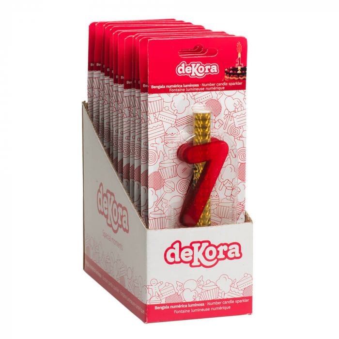 Artificie de tort cu cifra 7 rosu 12 cm [3]