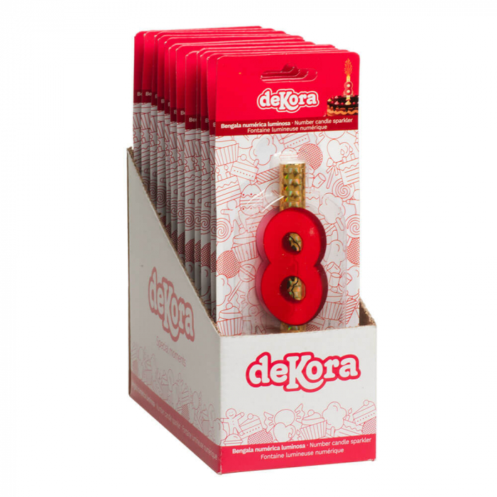 Artificie de tort cu cifra 8 rosu 12 cm [3]