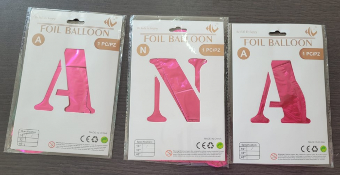 Baloane litere ANA roz 40 cm [5]