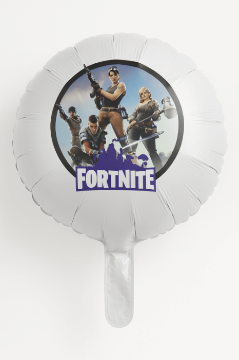 Balon alb personalizabil Fortnite tort 12 cm [1]