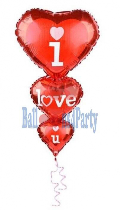 Balon folie 3 Inimi text I love you 95 cm [7]