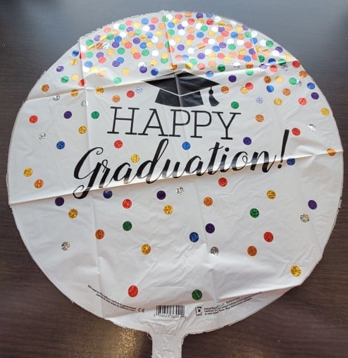 Balon folie Absolvire / Happy Graduation alb cu buline 46 cm [2]