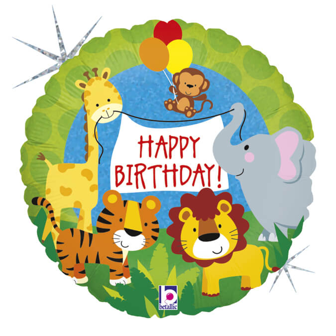 Balon folie animale jungla Happy Birthday 46 cm