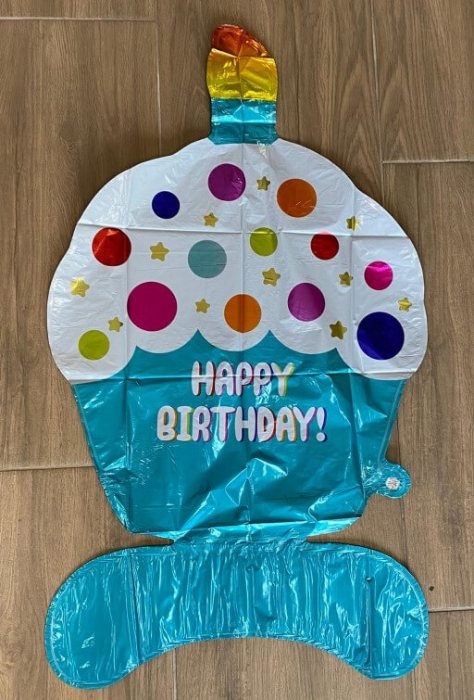 Balon folie briosa Happy Birthday albastru Stand up 88 cm [2]
