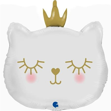 Balon folie cap pisica alb 66 cm [1]