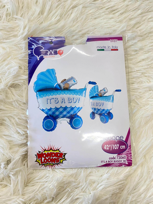 Balon folie carut albastru 3D 107 cm [4]