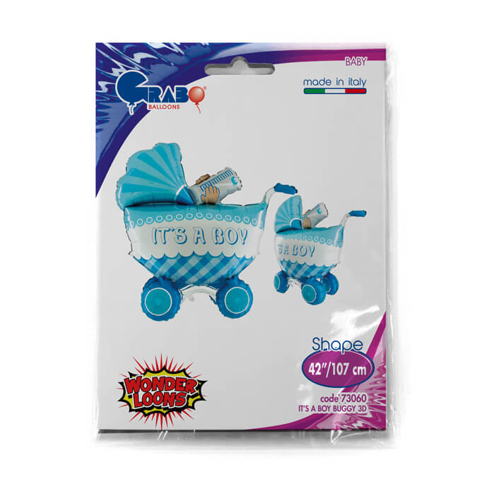 Balon folie carut albastru 3D 107 cm [2]