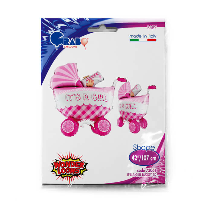 Balon folie carut roz 3D 107 cm [2]