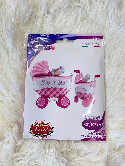Balon folie carut roz 3D 107 cm [4]