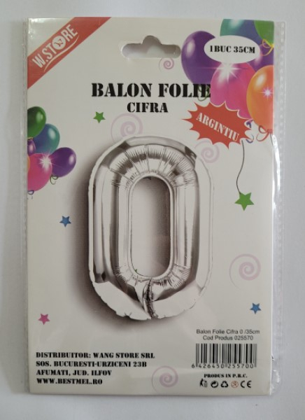 Balon folie cifra 0 argintiu 40cm [4]