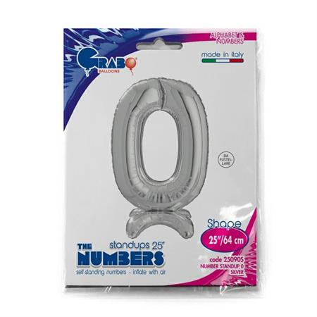 Balon folie cifra 0 argintiu Stand Up 64 cm [4]