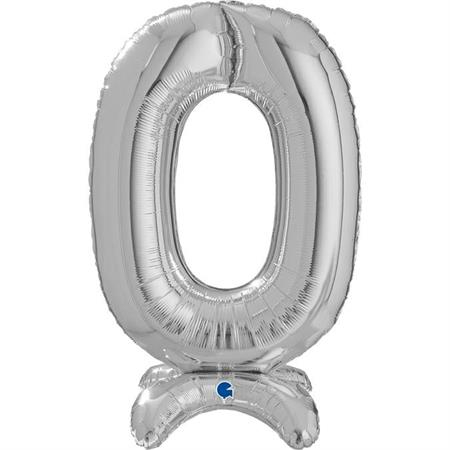 Balon folie cifra 0 argintiu Stand Up 64 cm