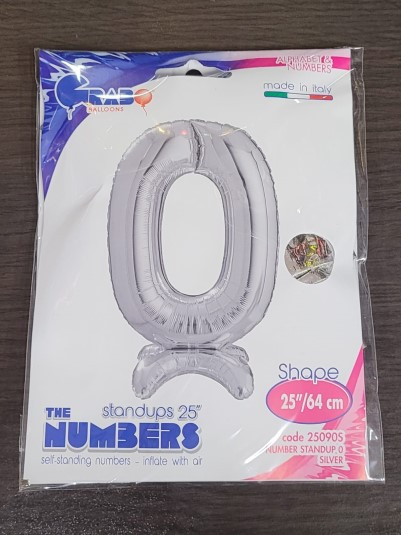 Balon folie cifra 0 argintiu Stand Up 64 cm [3]