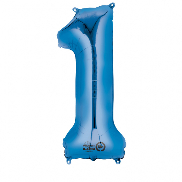 Balon folie cifra 1 albastru 55 cm