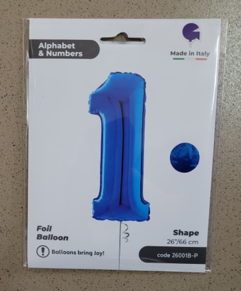 Balon folie cifra 1 albastru 66cm [2]