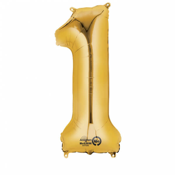 Balon folie cifra 1 auriu 87cm