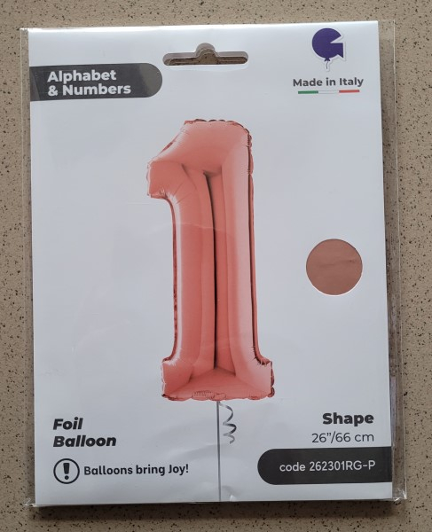 Balon folie cifra 1 rose gold 66 cm [4]