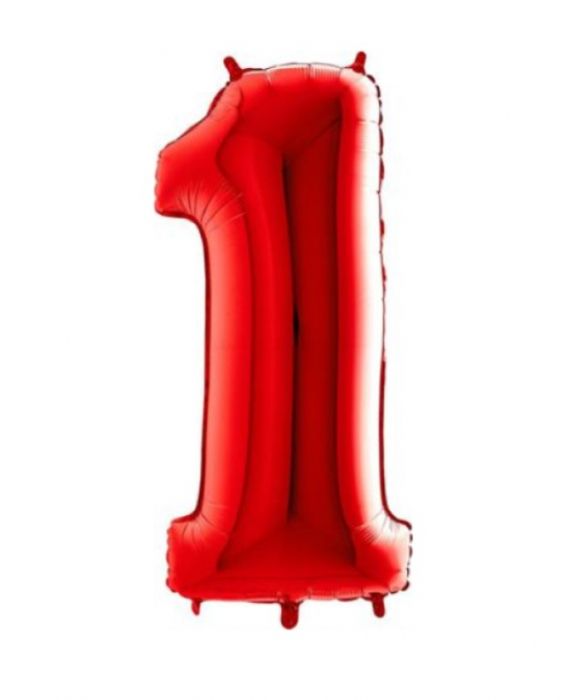 Balon folie cifra 1 rosu 66 cm