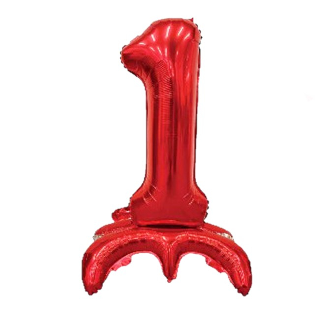 Balon folie cifra 1 rosu Stand Up 80 cm