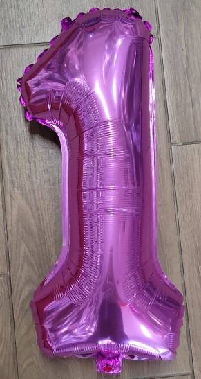 Balon folie cifra 1 roz 55 cm [2]