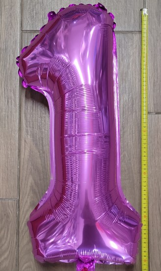 Balon folie cifra 1 roz 55 cm [3]