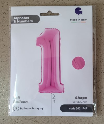 Balon folie cifra 1 roz 66cm [4]
