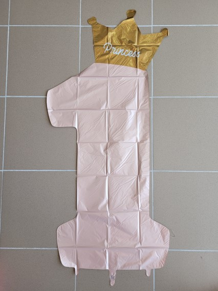 Balon folie cifra 1 roz pal cu coroana si Princess 117 cm [2]