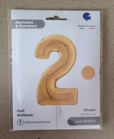 Balon folie cifra 2 auriu 66cm [4]