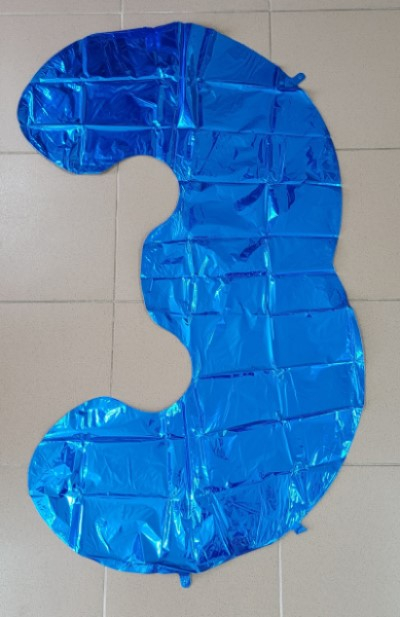 Balon folie cifra 3 albastru 100 cm [2]