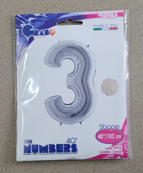 Balon folie cifra 3 argintiu 100 cm [4]